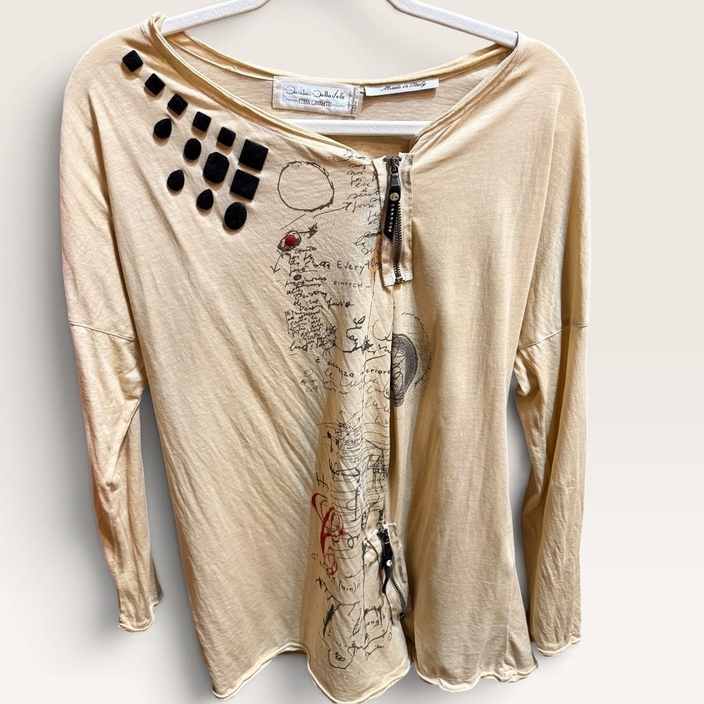 Elisa Cavaletti Daniela Dallavalle Beige Lagenlook Zip Long Sleeve Top Italy - Picture 3 of 11